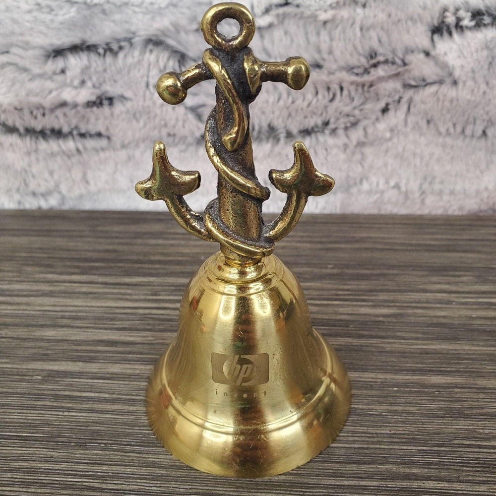 Hewlett-Packard‎ Etched HP Invent Brass Anchor Desk Bell Technology Advertising